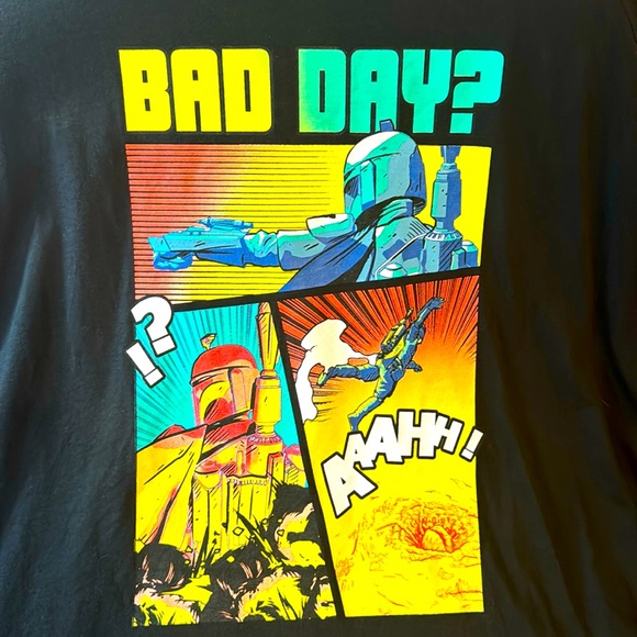 Disney Star Wars Mandalorian "Bad Day?" Black Graphic T-shirt Mens Size US XL - Picture 1 of 14